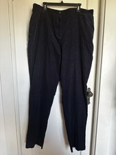 Lands' End Women's Navy Blue Corduroy Straight Leg Elastic Waist Pants