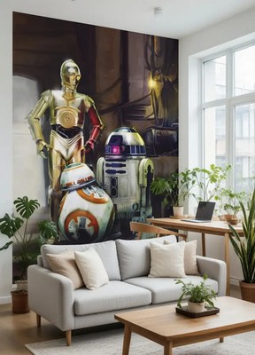 Tapete Wandbild Star Wars Drei Droiden Wanddeko Riesen Poster Stil Schlafzimmer