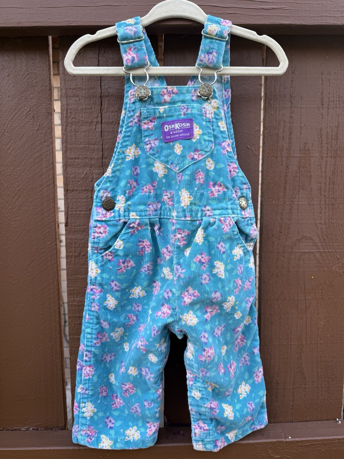 Vtg 80s Oshkosh B'gosh Vestback Turquoise Flower Prin… - Gem