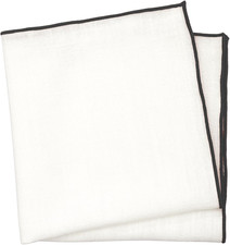 Ivory Color Pocket Square with Colored Trim Embroidered