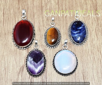 Tiger & More Gemstone Pendant 50pcs Wholesale Lots 925 Silver Plated Jewelry