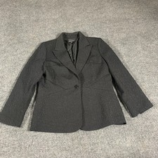 Kasper Blazer Womens 16 Black Textured One Button Lined Career Office Wear Coat