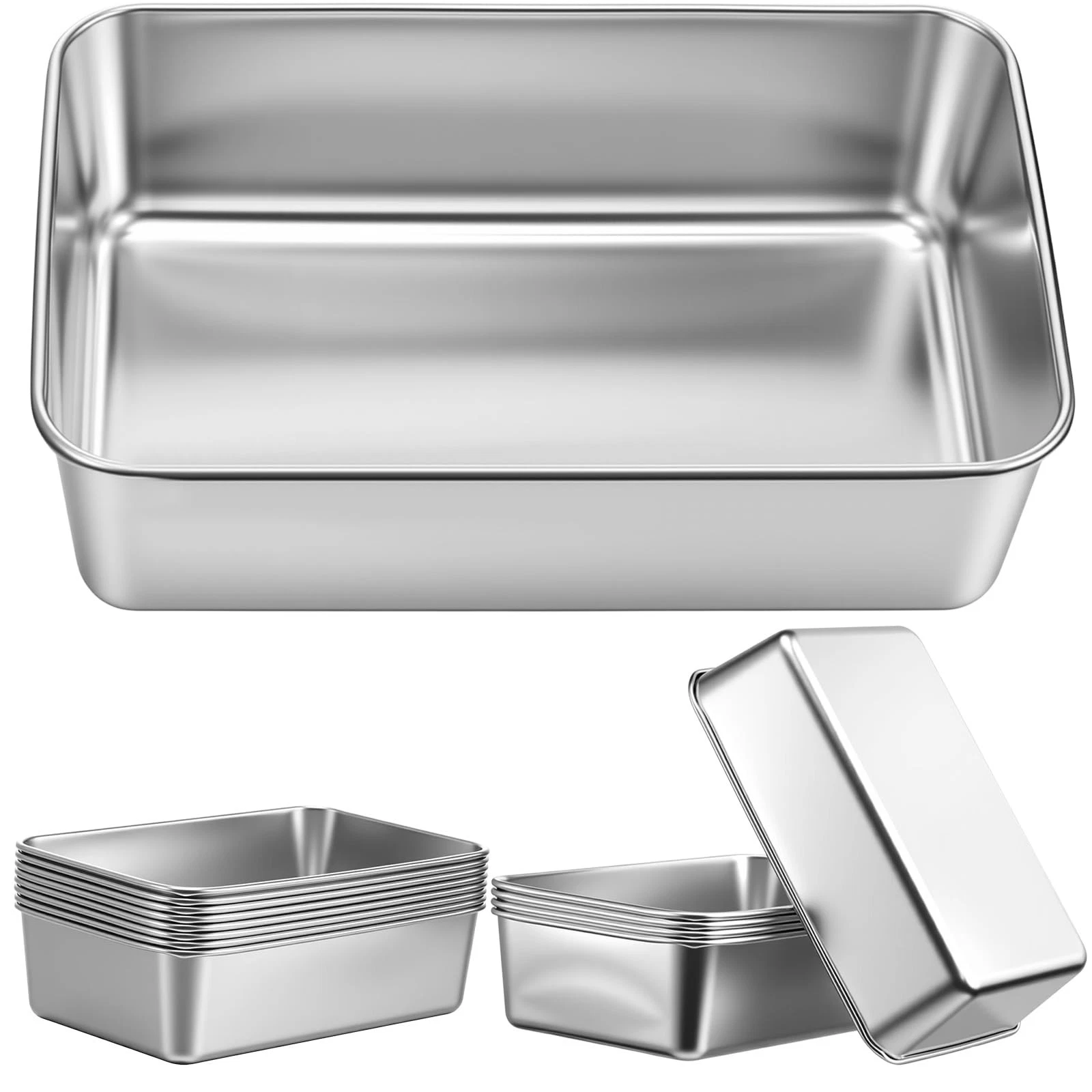 10 Pack Stainless Steel Loaf Pan Set 9 x 5 Inch Bread Baking Pans Banana Loaf...