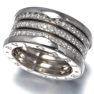 Auth BVLGARI Ring Diamond B.Zero1 4-Band Full Eternity EU53 18K 750 White Gold