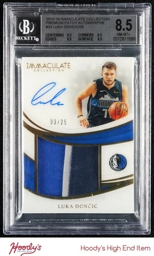 2018-19 Immaculate Premium Luka Doncic RPA Rookie PATCH ON CARD AUTO /25 BGS 8.5