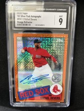 2020 Topps Silver Pack 1985 Topps Chrome Rafael Devers Orange /25 Autograph CGC9