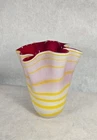 Murano Glass Vase Handkerchief Style Italian Fazzoletto Hand Blown Ruffle 9"