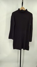 Quince Mongolian Cashmere Ribbed Turtleneck Mini Dress Black Basic Sleeved XS