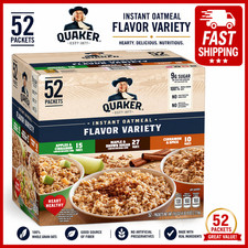 Paquete de variedad de avena instantánea Quaker, 1,51 oz, 52 unidades - sabores surtidos.