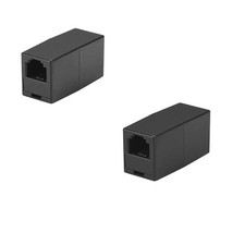 RJ11 Straight Telephone Coupler 6P4C Inline Keystone Jack Female Black 2PK