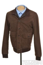 VALSTAR Brown Loro Piana Storm System Suede Leather Bomber Jacket Coat - EU 50