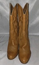 VINTAGE TOWN COUNTY BROWN LEATHER STACKED HEEL WESTERN, MDE IN ROMANIA, SZ 10