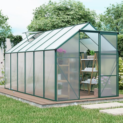 #ad #ad 6#x27;x12#x27; Polycarbonate Walk in Greenhouse Adjustable Roof for Garden in All Season $389.99