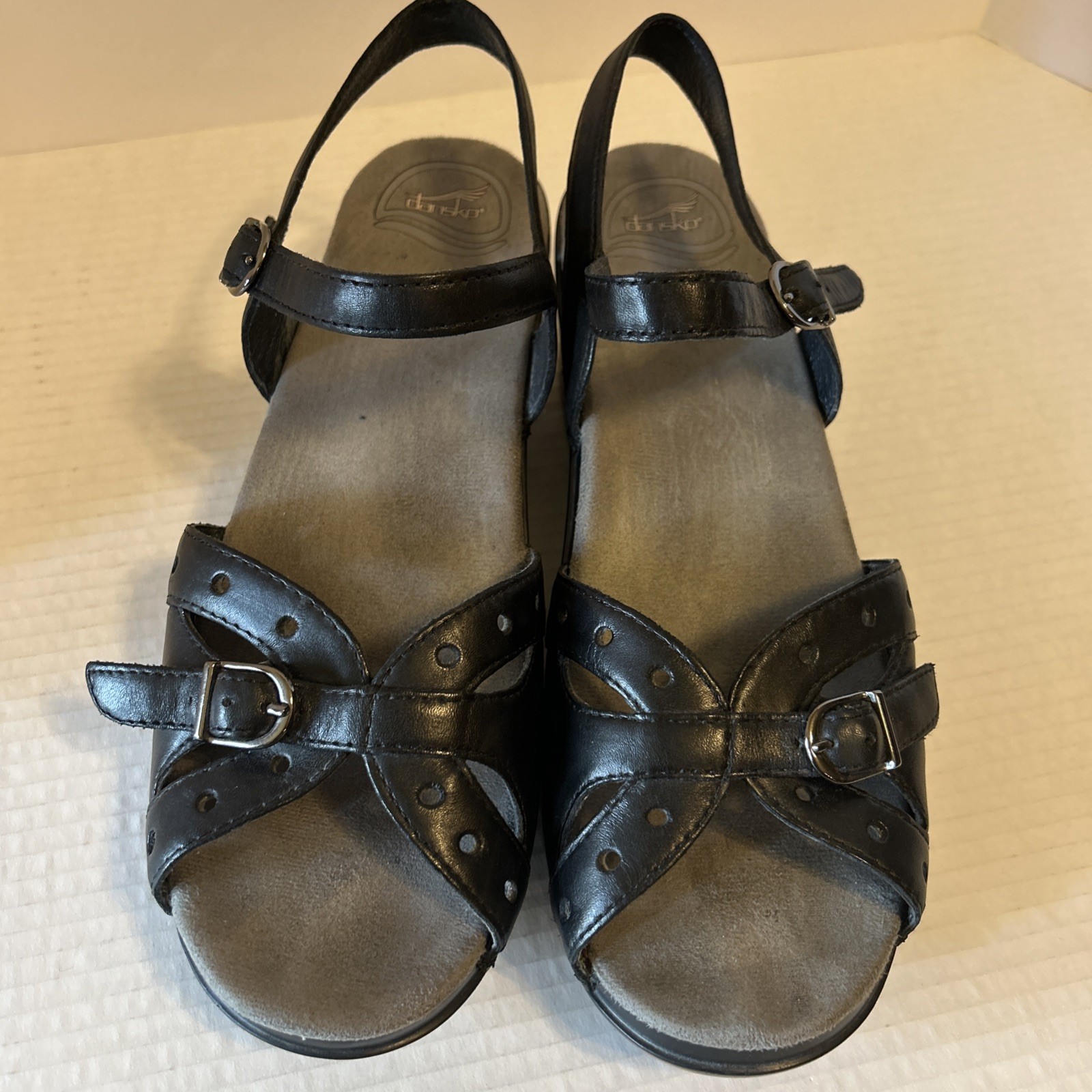 APL Sandali Dansko Sissy da donna taglia 41 US 10 neri in pelle punta aperta