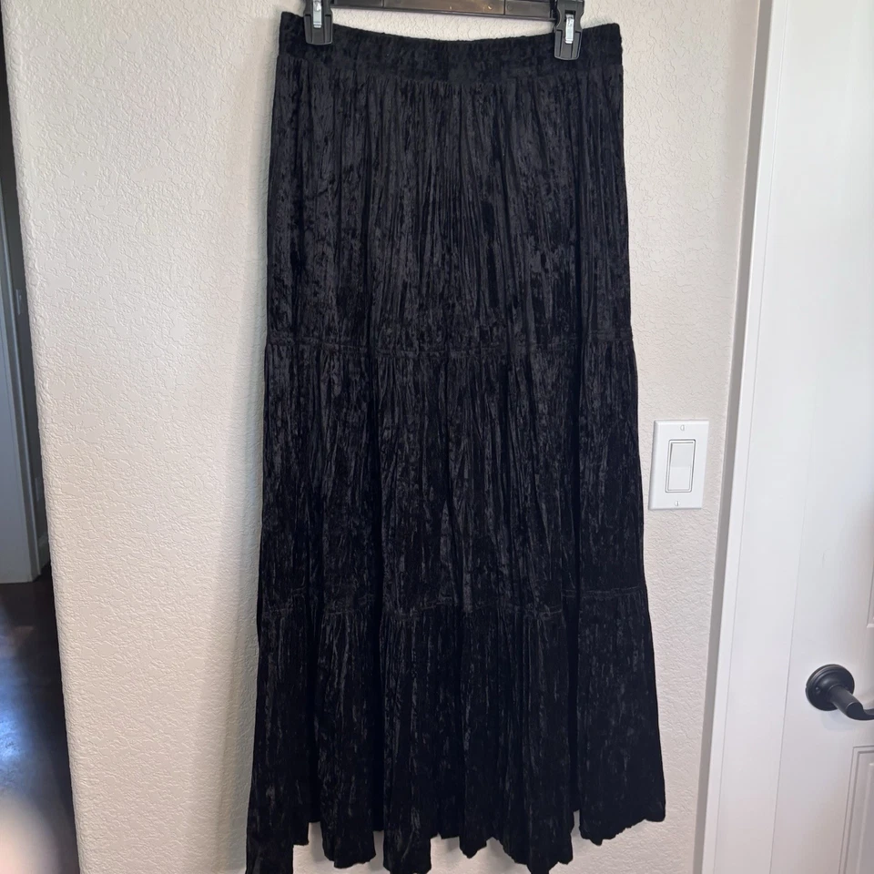 Falda midi de terciopelo vintage para mujer M escoba gótica en capas pradera fantasía caprichosa Foto 2 de 4