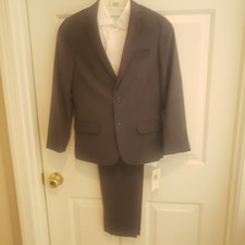Calvin Klein Boy's Size 10 Gray Suit with Brand NWT White Long Sleeve Shirt