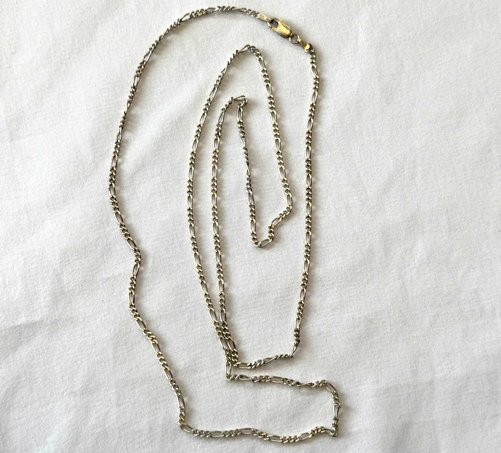 SOLID STERLING SILVER 925 FIGARO CHAIN NECKLACE M… - image 7