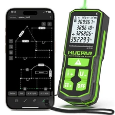 395FT Bluetoothed Green Laser Measuring Tool with Angle Sensor, Huepar 1/16in...