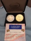 Coin Set: 2000 1oz Gold Plated Silver .999 Eagle Coin + 1950's Franklin Half $