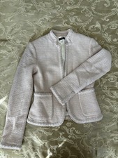 J. Crew Tweed Lady Jacket Wool Blend Embroidered Sleeves Cream Blazer Size 0