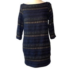 Zara Metallic Striped Sweater Shift Dress Size S