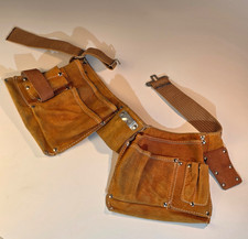 Leather Carpenter Tool Belt 11 Pocket Suede Tool Pouch Apron Heavy Duty