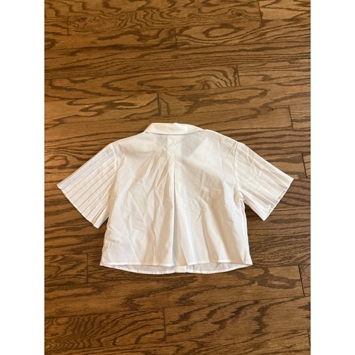 Girls 11-12 ZARA White Button Down Short Pleated sleeve Top NWT - Picture 4 of 4