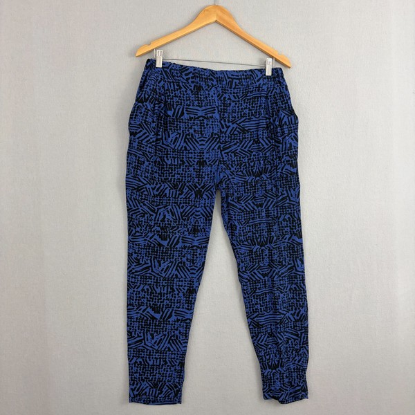 Seed Heritage Pants Womens 14 Blue Harem Abstract Elastic Waist Pockets Boho Res