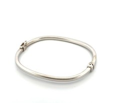 7 Rectangular 925 Sterling Silver Hinged Bangle Bracelet 7.3g