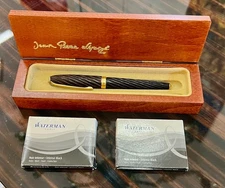 Jean Pierre Lepine Swirl/Twisted Briarwood  Fountain Pen in Box with ink refills