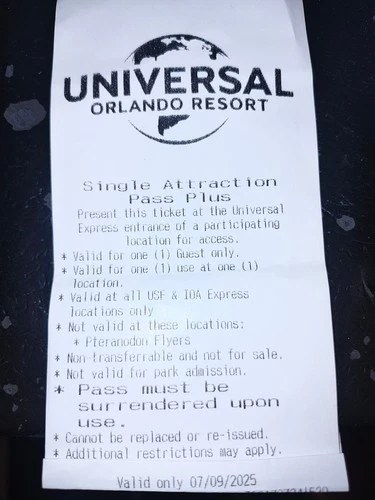 UNIVERSAL STUDIOS ORLANDO SINGLE ATTRACTION PASS PLUS (Expired) - Up to 4 avail - Picture 1 of 1