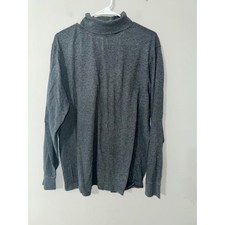 L.L. Bean Mens Size L Traditional Fit Gray Cotton Long Sleeve Mock Neck Shirt