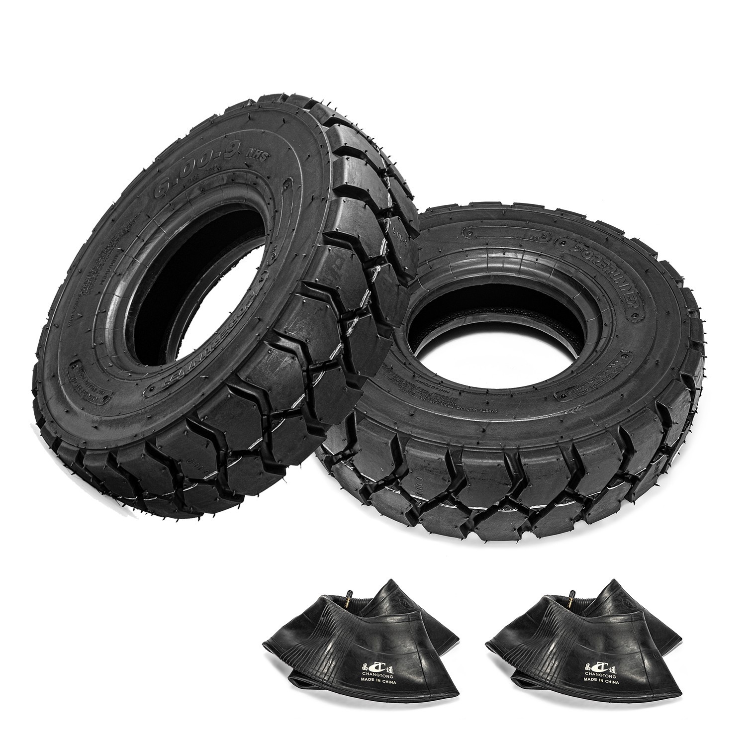 Set 2 6.00-9 Forklift Tires 10 PLY 6.00X9 Tires 600-9 with Tube and Flap