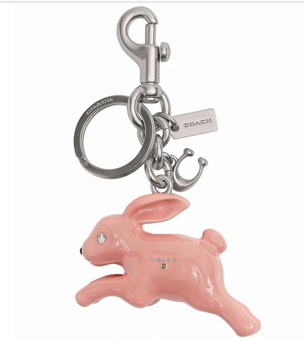 Coach Bunny Bag Charm Keychain with Crystals