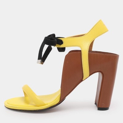 Maison Martin Margiela YellowBrown Leather Ankle Strap Sandals Size 38.5