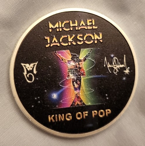 Moneda de oro y plata Michael Jackson Elvis Presley vinilo disco de música antiguo firmado EE. UU. - Imagen 4 de 22