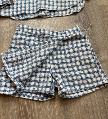 LC WAIKIKI Girl's Tweed Long Sleeve Blouse Skort Skirt Set Blue White Size 8/9 - Picture 7 of 8