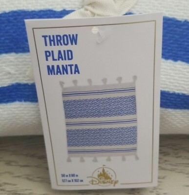 NWT! Disney Parks - Mickey Mouse - Throw Plaid Manta Blanket  Disney Mickey Blue White Print Plaid Manta Throw Blanket display picture 1