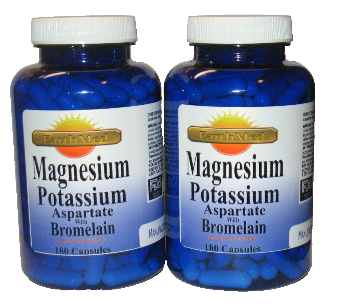 Magnesium Potassium Aspartate with Bromelain 360 Capsules Anti Aging
