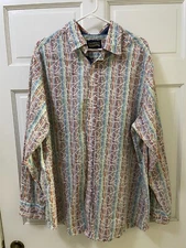 Cremieux Premium Denim Multicolored Button Up Shirt Mens Size XLT
