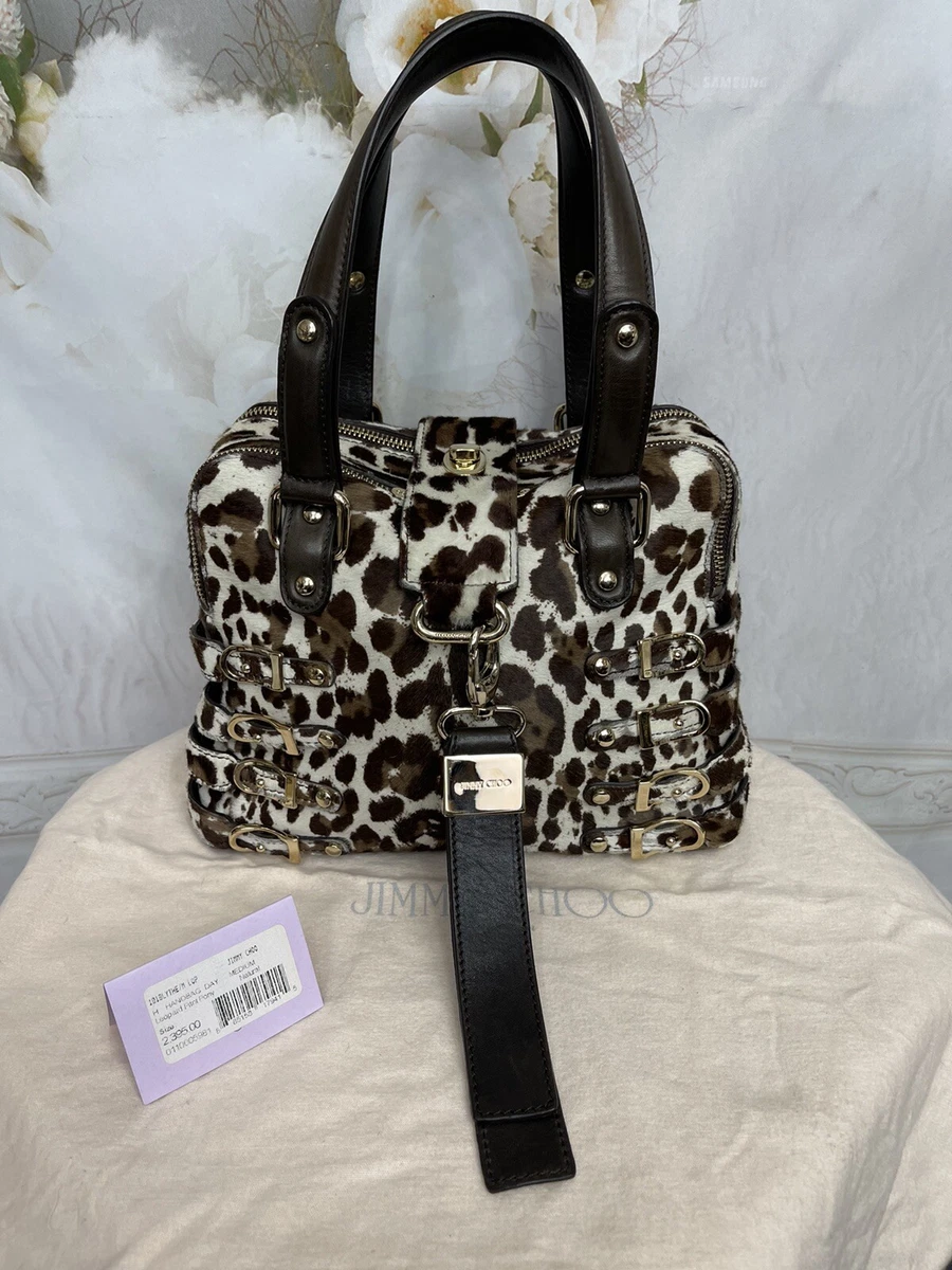 JIMMY CHOO LEOPARD PRINT PONY HAIR BLYTHE BAG MEDIUM MSRP 2395 GORGEOUS