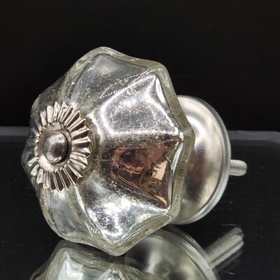 Silver Mercury Glass Style Knob Handle  Home Deco Door Drawers Elegant Makeover 