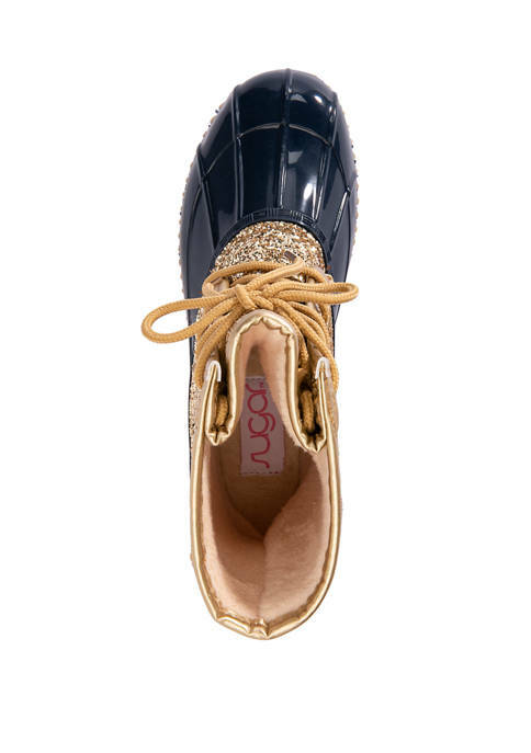 NEW* SUGAR Women's 'SKIPPER' Gold Glitter/Navy WATERPROOF RAIN