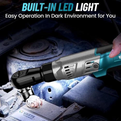 Seesii 3/8" Power Cordless Ratchet Wrench 2*21V 2000MAH Electric Ratchet Driver - Picture 4 of 9