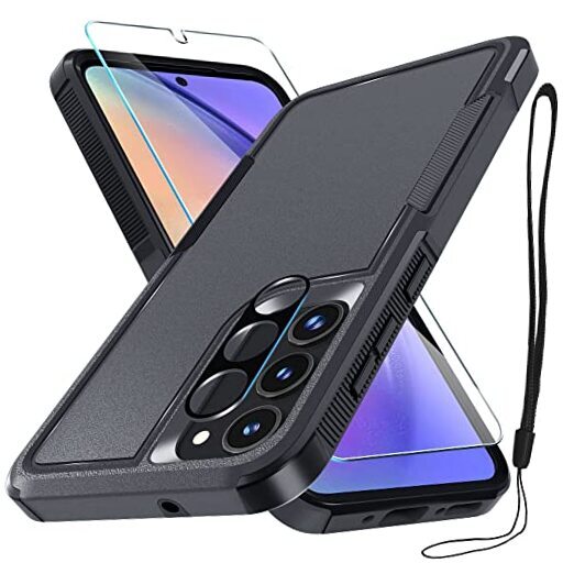 for Samsung Galaxy A54 5G Case with 1 Pcs Samsung A54 (6.4 inch) Black Matte