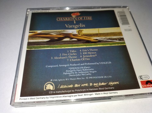 VANGELIS CHARIOTS OF FIRE CD POLYDOR MADE IN W GERMANY - Picture 2 of 3