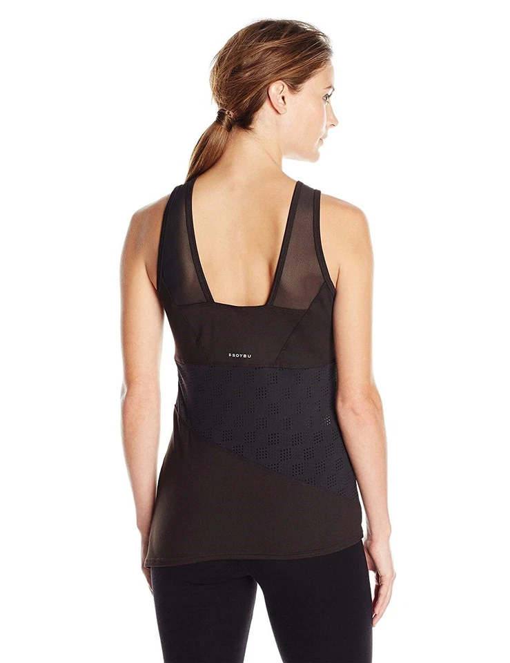 Camiseta sin mangas apilada Soybu 145320 para mujer color negro talla M Foto 2 de 2