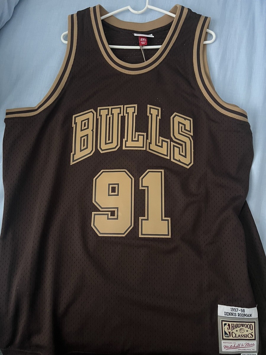 CHICAGO BULLS DENNIS RODMAN BROWN MITCHELL & NESS JERSEY