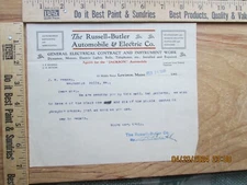 Russell-butler automobile & electric co Lewiston Maine 1906 letter letterhead