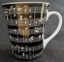 T 2 Zrike Brands Ceramic Mug Beethoven Notes Sheet Music & Signature 4" High NM